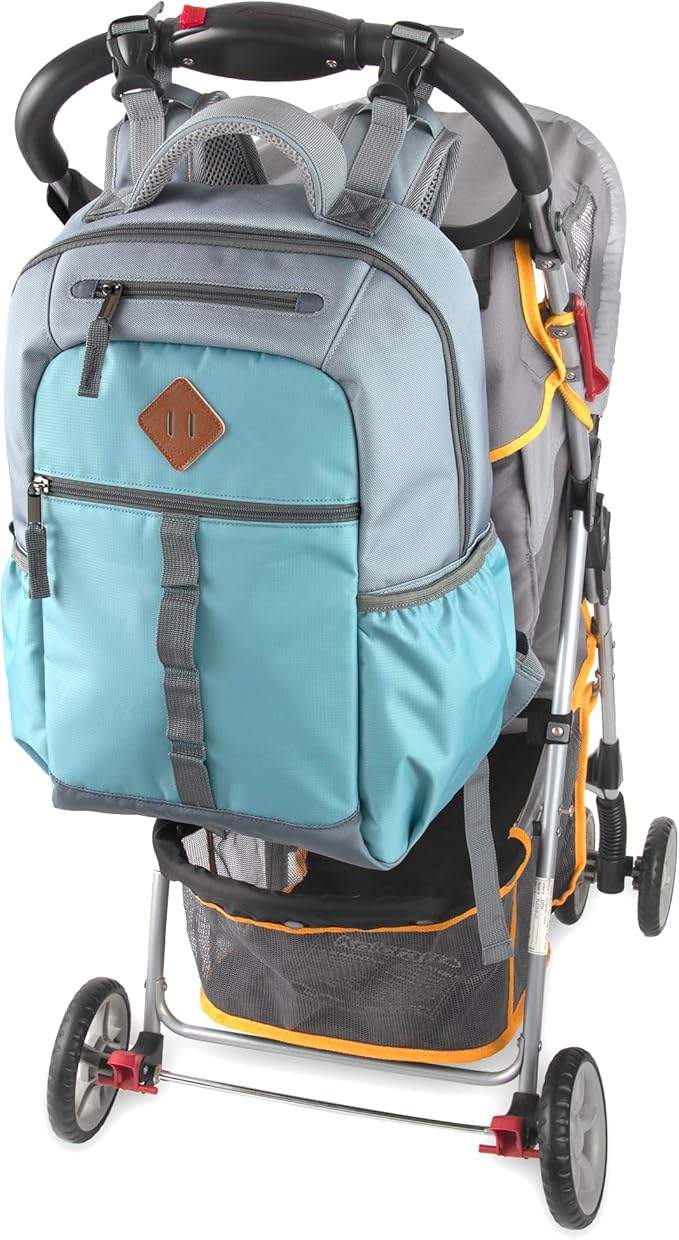 Baby Essentials Two Tone Diaper Bag Backpack with Portable Changing Pad, Stroller Straps, Insulated Bottle Pocket, 2 Pc Set (Teal)