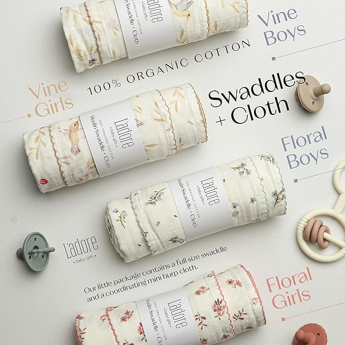 Ladore Baby Gifts Swaddle Blanket & Cloth Set (Florel/Boys)