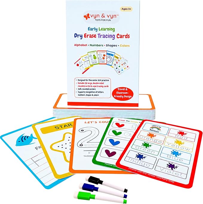 5-in-1 Wooden Puzzles for Toddlers 3-5 | Montessori Alphabet Number Shape Learning Toys | Magnetic Whiteboard, Flashcards & Markers | Preschool Educational Activity Kit | VYN & VYN (Multicolor)