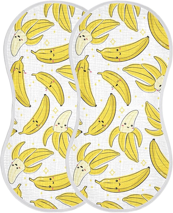 vvfelixl Burp Cloths Cute Bananas for Baby Boy Girls Baby Washcloths Burp Rags 1 Pack White