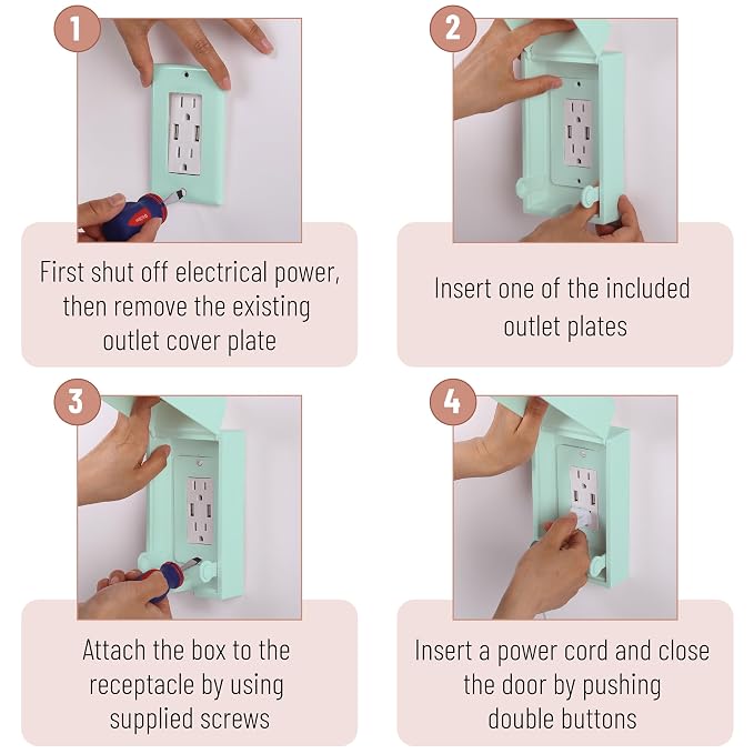 Bates - Baby Safety Outlet Cover Box, Cyan Blue, Outlet Covers Baby Proofing, Plug Covers Baby Proofing, Baby Outlet Cover, Socket Covers Baby Proofing, Baby Outlet Covers Baby Proof, Outlet Box Cover