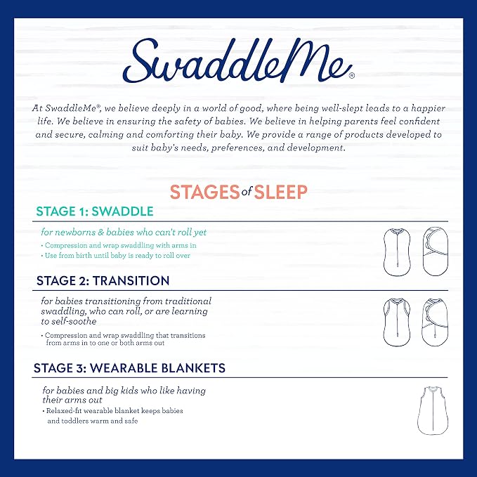 SwaddleMe Original Swaddle – Size Small, 0-3 Months, 2-Pack (Grey Dot Stripe)