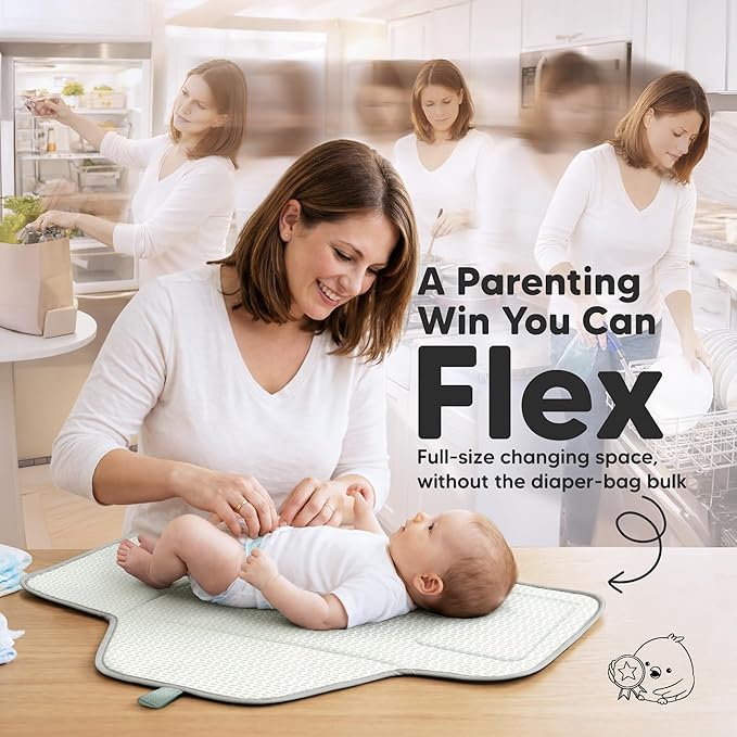 KeaBabies Portable Changing Pad for Baby, Travel ??26 x 21 Wipeable, Waterproof, Foldable Baby Diaper Changing Mat for Diaper Bag, Caddy, Car, Bed, Newborn, Compact Changer Mat Station (Acacia)