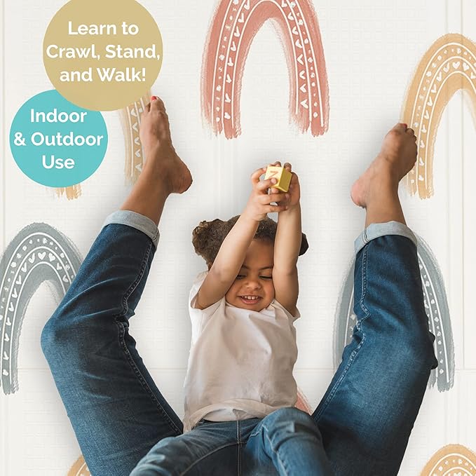 JumpOff Jo Foldable Foam Play Mat ??Large Waterproof Baby & Toddler Activity Floor Mat, Double-Sided 70 x 59 Inch Play Surface