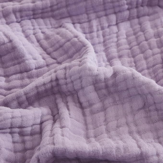 EMME Cotton Throw Blanket for Couch Soft Airy 4-Layer Muslin Bed Blankets Lightweight Breathable Blanket All Season Gauze Blanket, Lavender
