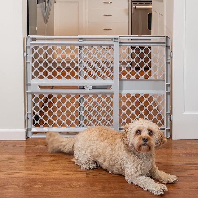 MYPET Universal Pet Gate: 26??- 42??Wide Dog Gate for Doorways with Pressure Fit or Swinging Door Hardware Mounting Types Included: 26" Tall; Gray