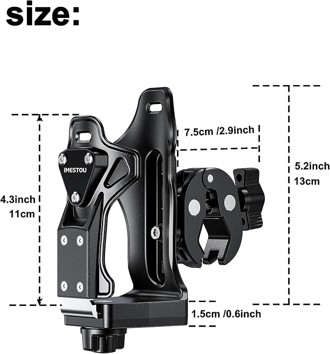 iMESTOU Motorcycle Cup Holder, ATV Water Bottle Holder Compatible with 50-90mm Dia. Cups Drinking Bottles Fits for 12-45mm Handlebars on Bike Scooter Stroller Golf Cart Wheelchair...