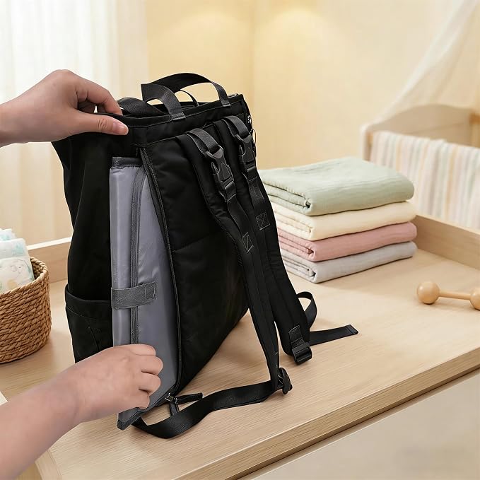 Diaper Bag Backpack, Large Baby Diaper Bag with Changing Pad, Baby Bag for Mom with Quick-access Insulated Pockets, Lightweight Multipurpose Travel Backpack (Black)