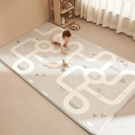 Baby Play Mat for Floor, Extra Large 79" x 55", 0.6??Thickened XPE Foam Cushion, Seamless No-Gap Design, Waterproof Non-Slip Tummy Time Crawling Surface, Reversible for Infants & Toddlers