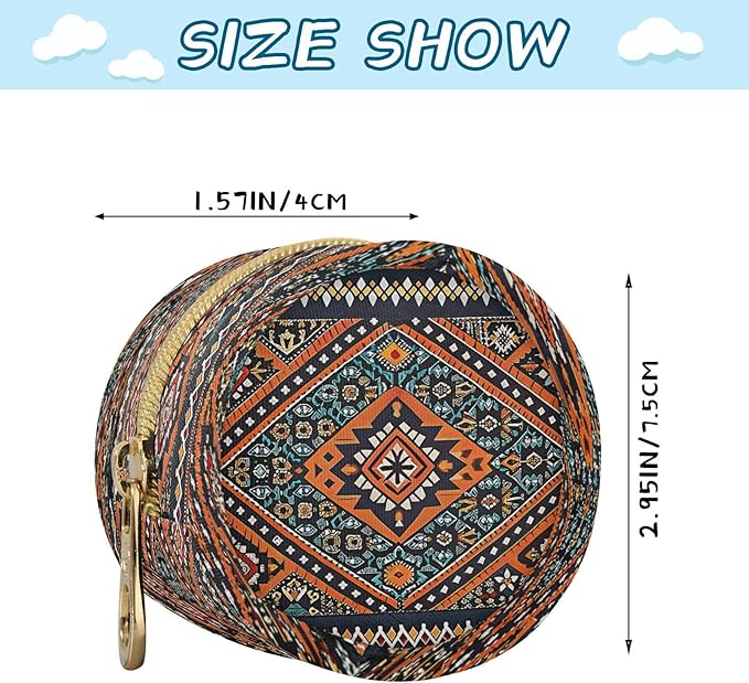 Native Southwest Tribal Pacifier Holder Case with Clip Portable Small Travel Pacifier Pouch for Mom Bag Zipper Coin Purse Pendant