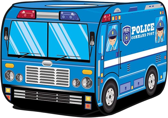 Kiddie Play Pop Up Play Tent for Kids Police Car Playhouse for Boys & Girls Indoor Outdoor Toy