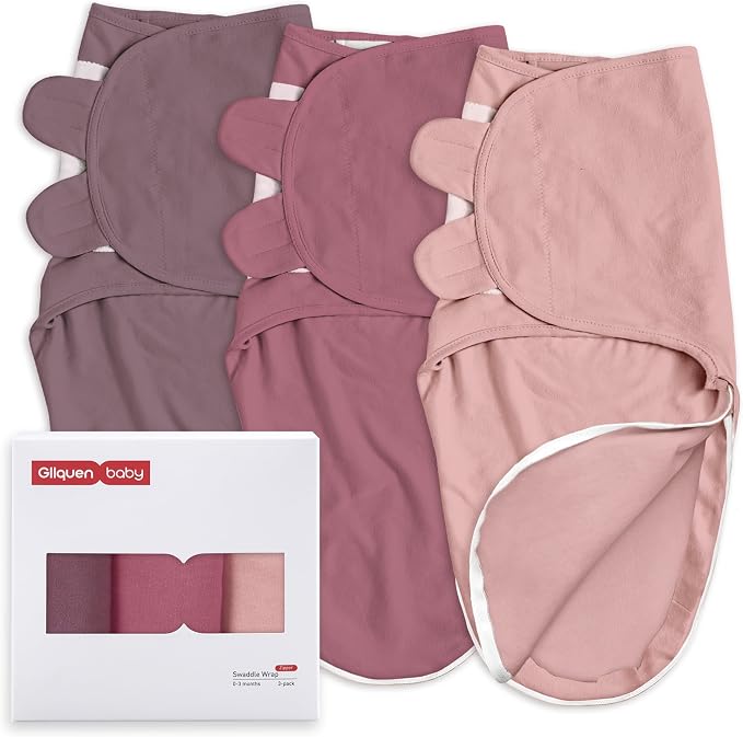 GLLQUEN BABY Swaddles for Newborns, Soft, Smooth & Gentle Wear, Baby Girl Swaddles 0-3 Months, Reduce Startle Reflex Womb-Like Sleep Sack Wrap Blankets Pink Blush Dusty Rose