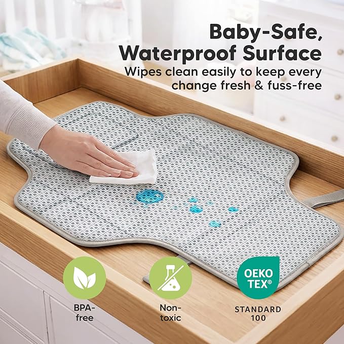KeaBabies Portable Changing Pad for Baby, Travel ??26 x 21 Wipeable, Waterproof, Foldable Baby Diaper Changing Mat for Diaper Bag, Caddy, Car, Bed, Newborn, Compact Changer Mat Station (Sweet Pink)