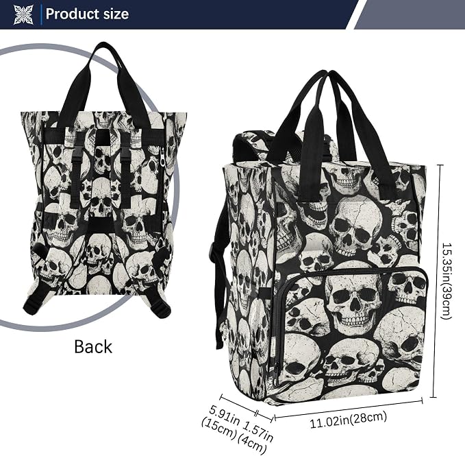 Vintage Grunge Skull Diaper Bag – Large Capacity, Gift for New Parents