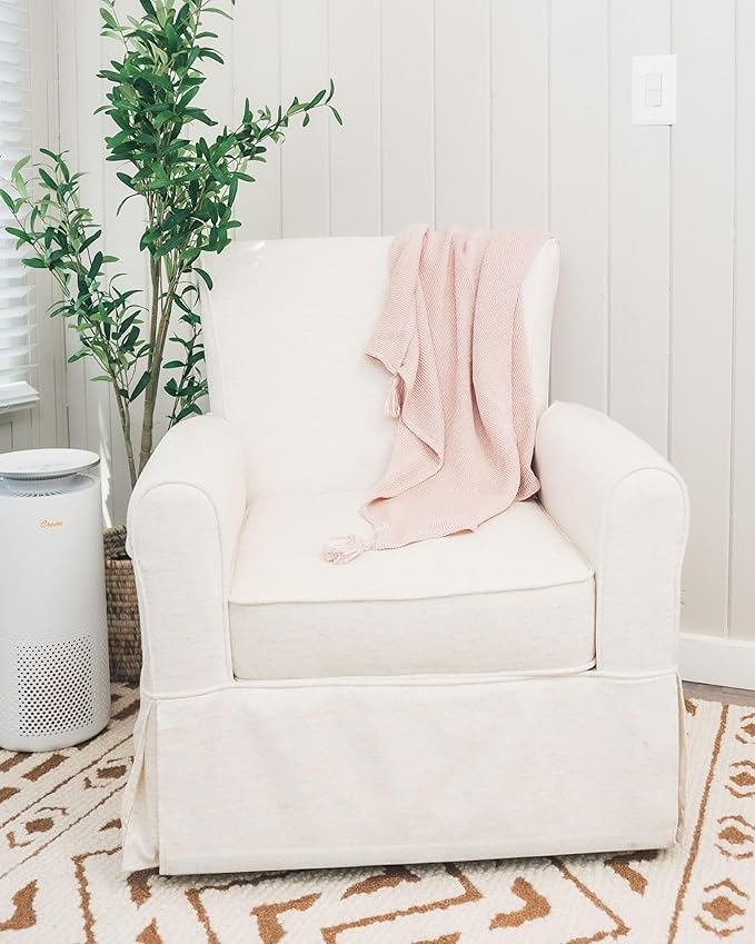 Crane Baby Dusty Rose Luxe Blanket, Soft Cotton Nursery and Stroller Blanket, Cotton and Cashmere, 36" x 36"