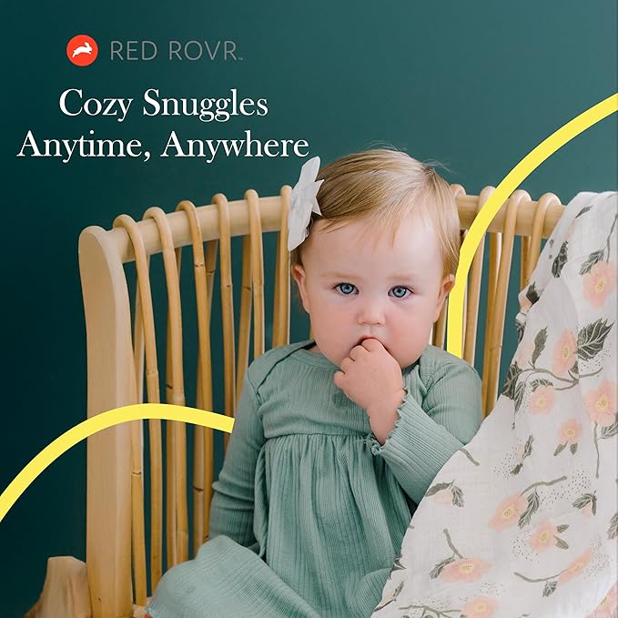 RED ROVR 100% Certified Organic Cotton Muslin Swaddle | Newborn Receiving Blanket | Baby Wrap | Boy, Girl, Unisex | Soft, Lightweight, Breathable | Burping, Nursing, Swaddling | 44"x44" | Jungle Lea