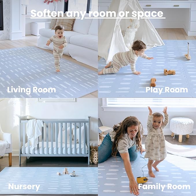 Little Landings Baby Play Mat for Floor - Shoreline (6x6ft) - Premium EVA Foam Play Mat for Babies & Toddlers (Ages 0-5+) Non-Toxic Playmat for Tummy Time, Crawling & Playroom - Stylish & Comfortable