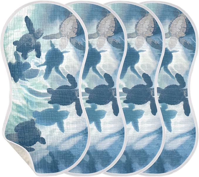 Sea Turtle Olive Ridley Turtles Muslin Burp Cloths for Baby 4 Pack 100% Cotton Baby Washcloths Bibs for Boy Girl