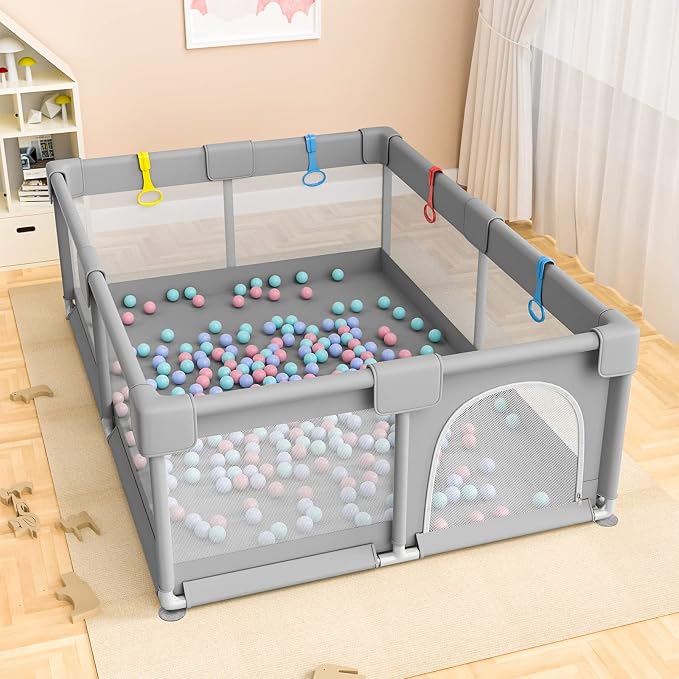 79"×71" Extra Large Baby Playpen, Big Playpen for Babies and Toddlers, Gap-Free, Climb-Proof Play Yard, Spacious Baby Play Pen with Zippered Door and Storage Bag