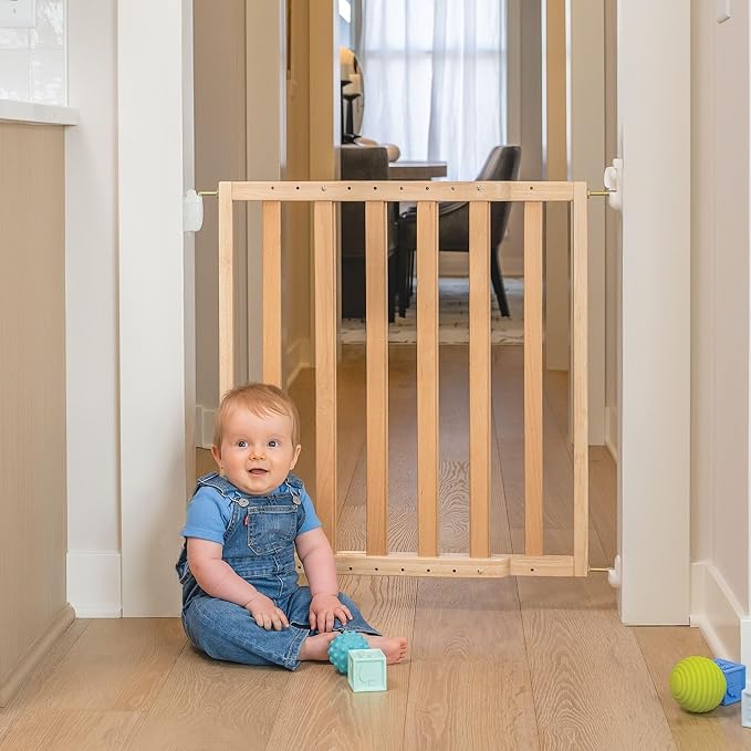 Toddleroo by North States LuxeCraft Wood Baby Safety Gate for Stairs & Doorways, Hardware Mount, Adjustable 25.25 to 39.25 Inches Wide, 30 Inches High, Beechwood Natural Wood