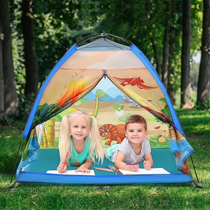Mnagant Kids Play Tents,the World of Dinosaurs Tents for Kids Indoor/Outdoor fun, Dinosaurs Dome Playhouse for Boys & Girls,Durable and Breathable Premium Material, Perfect Kid?™s Gift- 47" x 47" x 43"