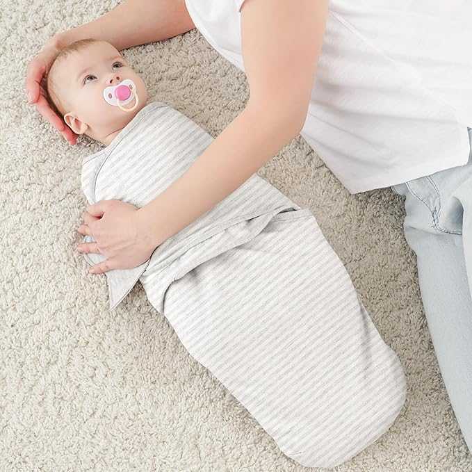 Susurration Swaddle Sleep Sacks 3 Pack 100% Muslin Cotton Swaddle Blanket Small Baby Wrap for 3-6 Months Newborn Girls,Boys,Infants Essentials,Adjustable Wearable Sleeping Sack (New Grey, 3-6 Months)