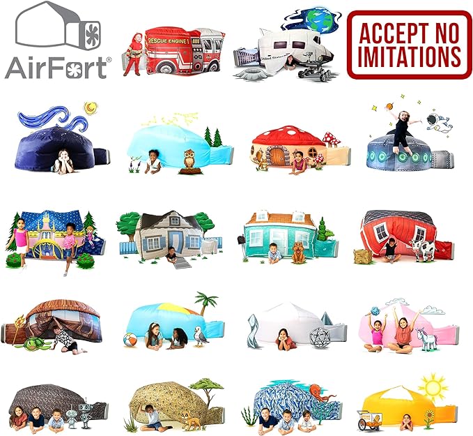 The Original Patented AirFort - Build A Fort in 30 Seconds, Inflatable Fort for Kids, Play Tent for 3-14 Years, A Playhouse Where Imagination Runs Wild, Fan not Included (Beach Ball Blue)