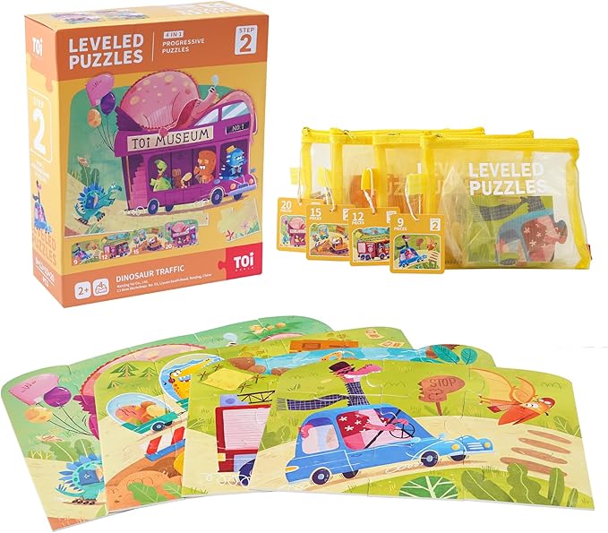 TOI Leveled Puzzles for Kids Aged 2.5 and Up, Toddler Puzzle Preschool Learning Jigsaw Puzzles, Large Pieces Educational Game for Boys Girls, Cognitive Story Step 2