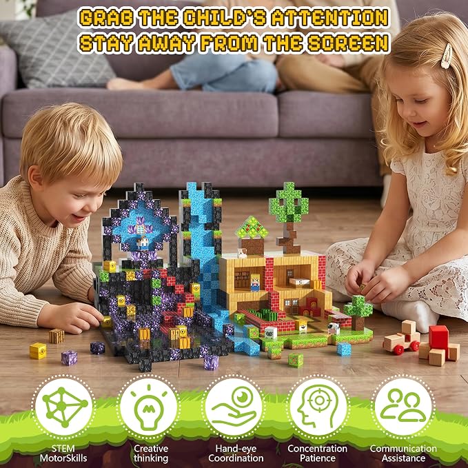400PCS Magnetic Blocks, Magnetic Building Blocks, 0.78in Magnetic Building, STEM Game Stacking Toys for Kids, Birthday Gifts for Boys and Girls Age 3+ Years Old