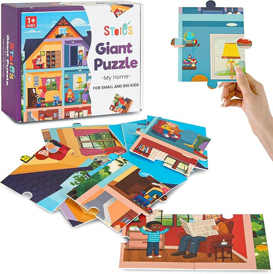 Stoie's Giant Floor Puzzle for Kids Ages 3 - My House Theme with 7 Different Rooms - Aids in Developing Fine Motor Skills and Critical Thinking - Made with Durable, Ecological Materials