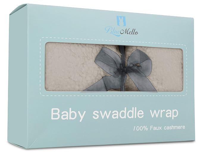 BlueMello Swaddle Blanket | Ultra-Soft Plush Essential for Infants 0-6 Months | Receiving Swaddling Wrap Grey | Ideal Newborn Registry and Toddler Boy Accessories | Perfect Baby Girl Shower Gift