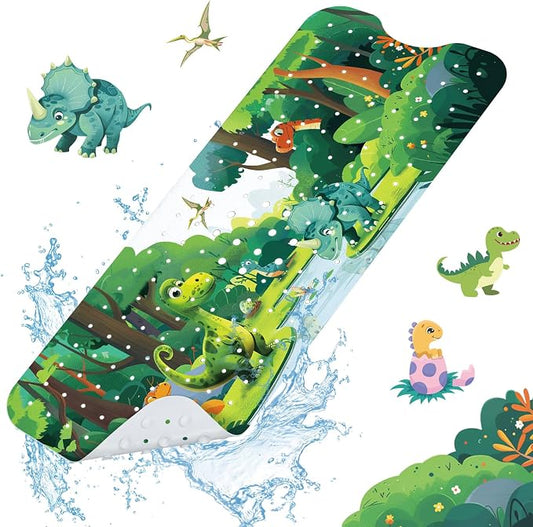 SHUCHING Baby Dinosaur Bath Mat for Tub Non Slip-40 X 16 Inch, Bathtub Mat Non Slip for Boys Kids, Toddler Long Shower Mat for Bathroom