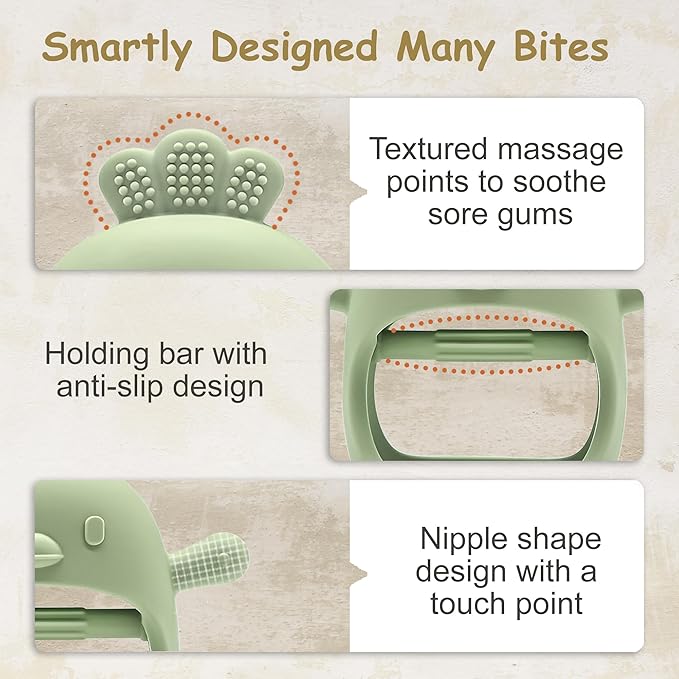 2 Pack Baby Teething Toys for 0-6 & 6-12 Months, Food Grade Silicone Teething Mitten Anti-Drop Wrist Hand Teether, BPA Free, One-Piece, CPC Certified Baby Chew Toys for Sucking Needs