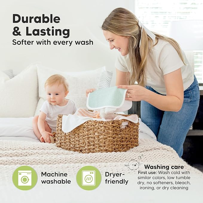6-Pack Cotton Baby Washcloths for Newborn - Organic Cotton Muslin Soft Wash Cloths for Babies, Infant, Kids, Toddler Towels for Boy, Girl, Super Absorbent Face Cloths, Scratch-Free Baby Rags (Nordic)