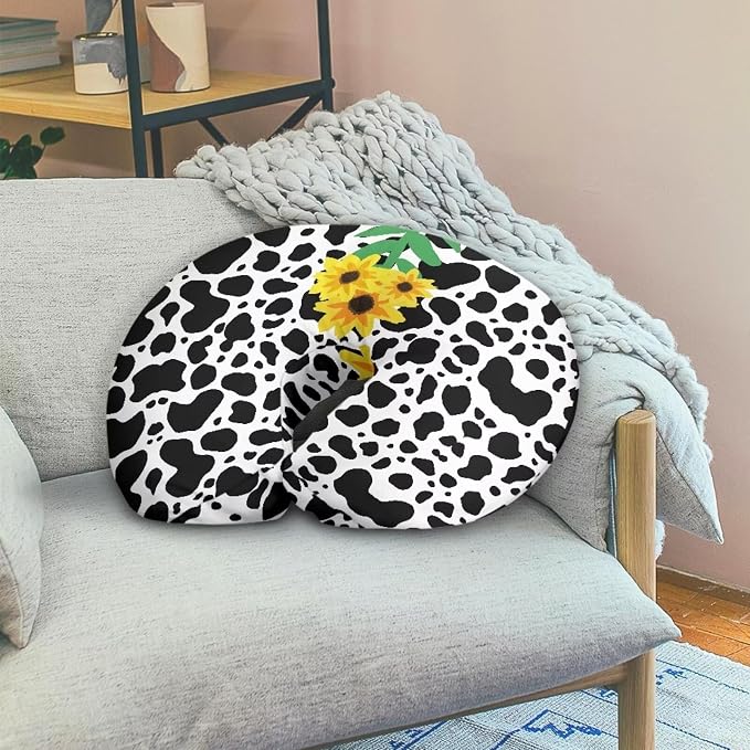 Sunflower Cow Nursing Pillow Slipcover Sleeve, Ultra-Soft Baby Nursing Pillow Removable Cover for Breastfeeding Pillows, Pillow Not Included