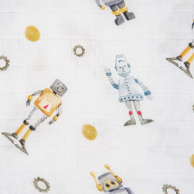 immispace - Ultra Soft Swaddle Blanket | Muslin Blankets for Girls & Boys | Newborns & Infants Gifts | 30% Organic Cotton + 70% Rayon | Large 47" x 47" | Machine Washable (Robot)