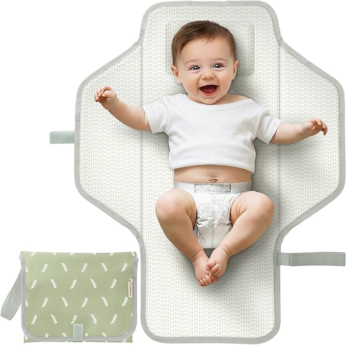 KeaBabies Portable Changing Pad for Baby, Travel ??26 x 21 Wipeable, Waterproof, Foldable Baby Diaper Changing Mat for Diaper Bag, Caddy, Car, Bed, Newborn, Compact Changer Mat Station (Acacia)