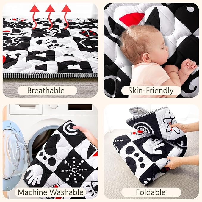 Baby Play Mats for Floor, 71?�x59??Upgraded Thickness & Larger Super Soft Playmat for Babies and Toddlers, Foldable Washable, Upgrade Anti-Slip Crawling Mat for Playpen(High Contrast)