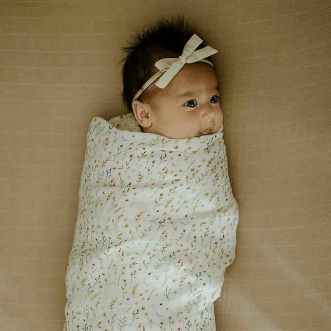 Little Unicorn Muslin Swaddle Blanket for Newborns & Infants | Soft & Breathable Fabric | Baby Blanket for Swaddling, Nursing, Shower Gifts (Floral Field)