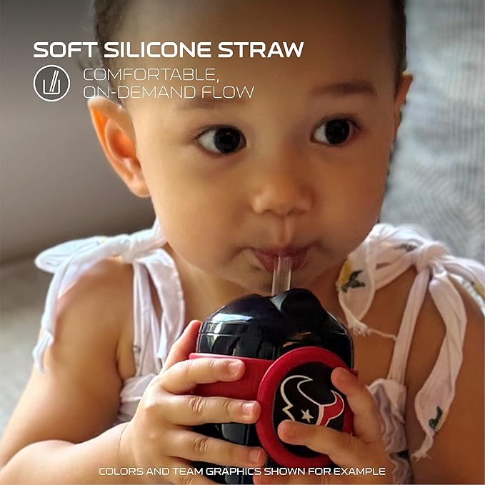 Smilo Straw Cup - Houston Texans Officially Licensed NFL Sippy Cup - Baby and Toddler Cup with Weighted Silicone Straw and 8.5 oz Capacity - BPA-Free