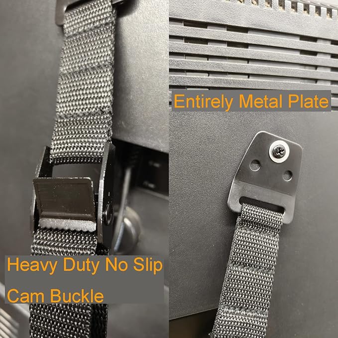Child Proof TV Safety Straps- TV Earthquake Strap Furniture Anchors Work for Baby Proofing Secures to TV Stand and Walls,Heavy Duty Metal Plate, Adjustable Strap, No Plastic Parts