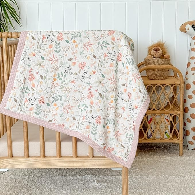 Mouliss Personalized Baby Blanket with Name ??Handmade 100% Organic Cotton Newborn Gift | Custom Knit Blanket for Boys, Girls, Kids & Baby Showers (Petal Pink/Petal Whispers)