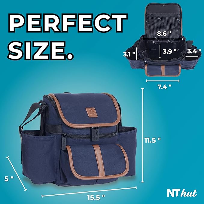 Baby Stroller Organizer Caddy with 2 Cup Holders ??NT·hut CarryZee Universal Stroller Bag, Bottle Straps, Magnetic & Zippered Pockets, Fits 11" Tablet, Water Resistant 600D Oxford (Blue)