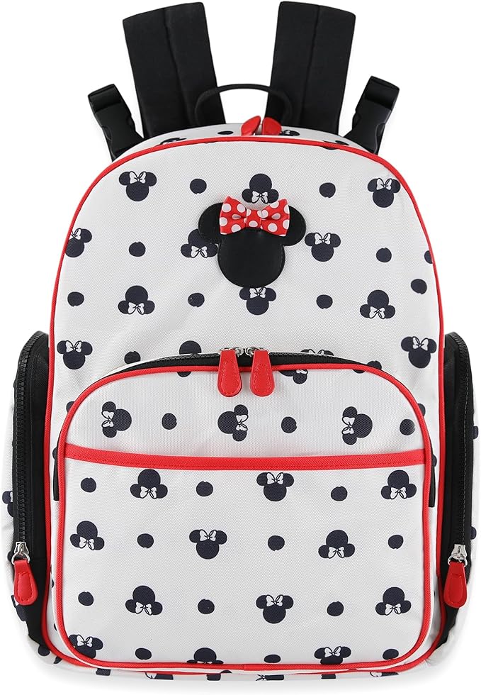 Disney Mickey Mouse Baby Multi-Functional Diaper Bag Backpack with Changing Pad, Stroller Attachment and Insulated Bottle Holder Pockets