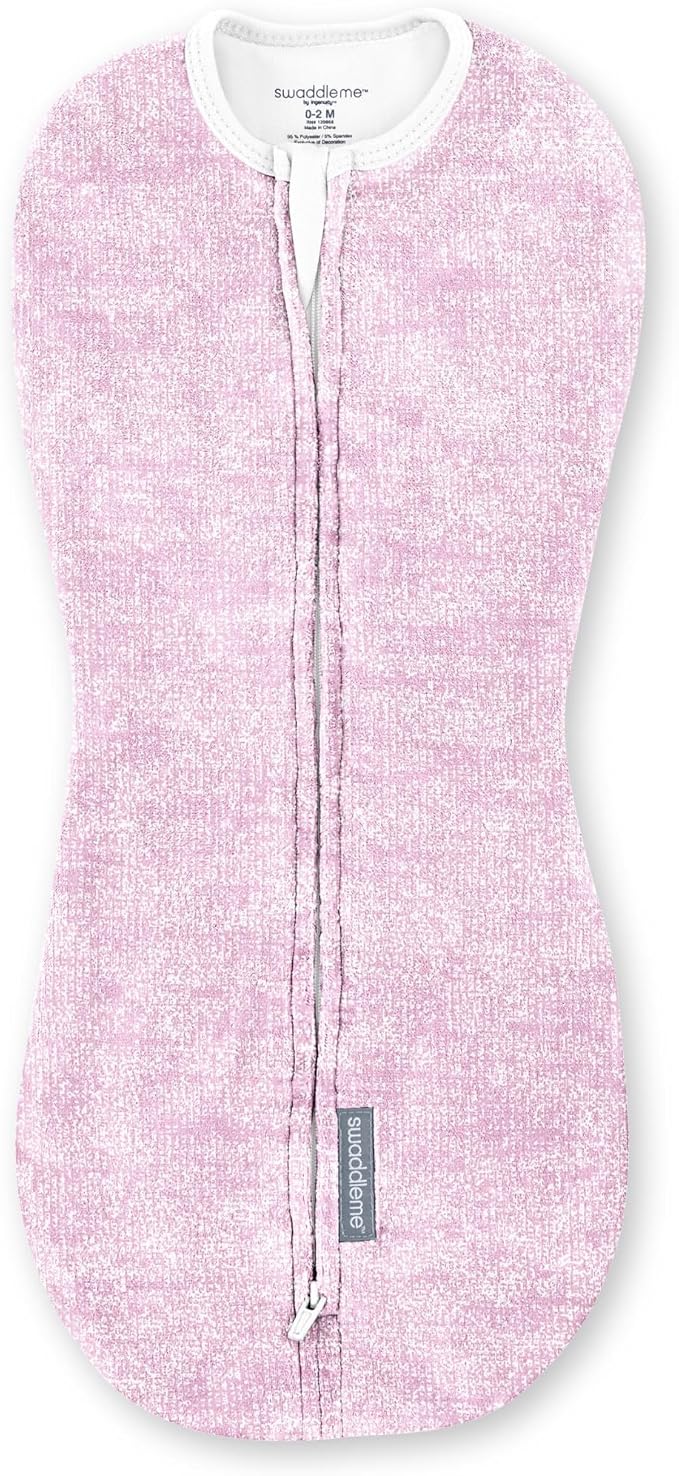 SwaddleMe by Ingenuity Compression Baby Swaddle Pod, Two-Way Zipper for Easy Diaper Changes, Improves Sleep & Calms Startle Reflex, 0-2 Months, 1.0 TOG, 2-Pack - I Heart You