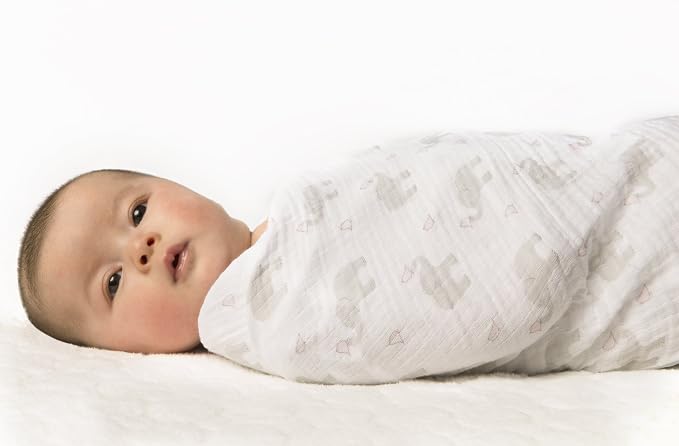 SwaddleDesigns Marquisette Receiving Swaddle Blanket for Baby Boys & Girls, Soft Premium Cotton Muslin, Best Shower Gift, Elephant and Pastel Yellow Chickies, Parent Picks Award Winner