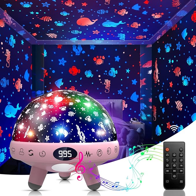 Night Light Projector for Kids' Bedroom, Built-in 29 Soothing Sounds for Baby Sleeping, Ages 1-12
