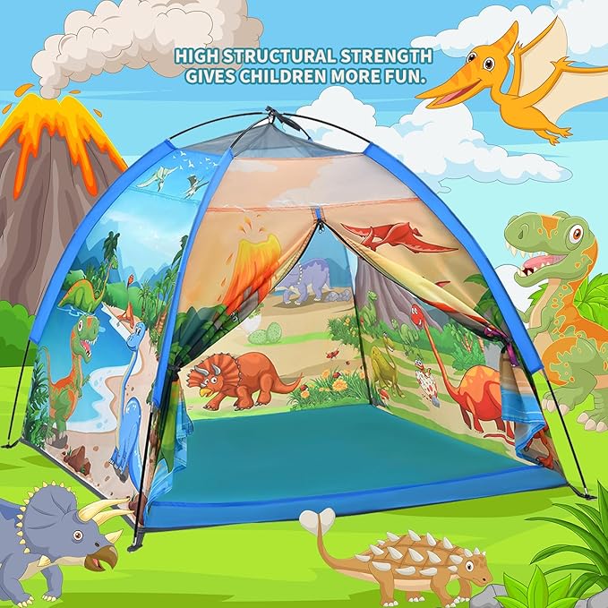 Mnagant Kids Play Tents,the World of Dinosaurs Tents for Kids Indoor/Outdoor fun, Dinosaurs Dome Playhouse for Boys & Girls,Durable and Breathable Premium Material, Perfect Kid?™s Gift- 47" x 47" x 43"