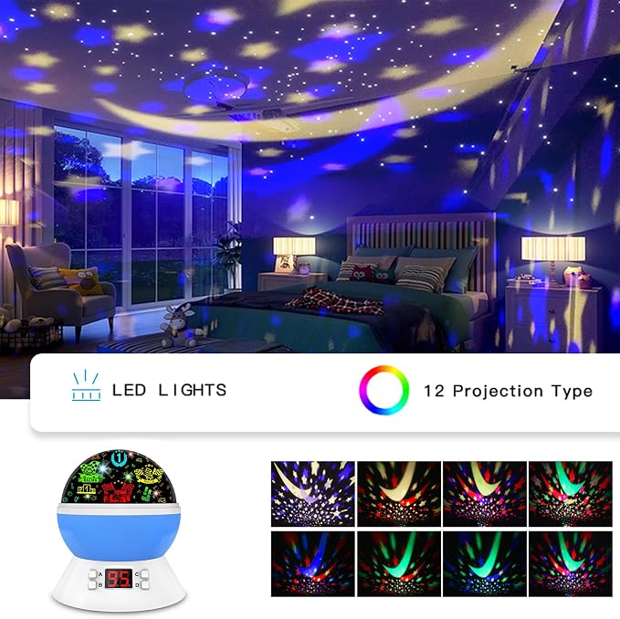 MOKOQI Cars Night Light for Boys - Rotating Projector Lamp with Race Car - Star Projector for Kids Age 3-8 - Ceiling Nightlight Projector with Cars and Stars - Birthday Gifts for Boys Room Decor