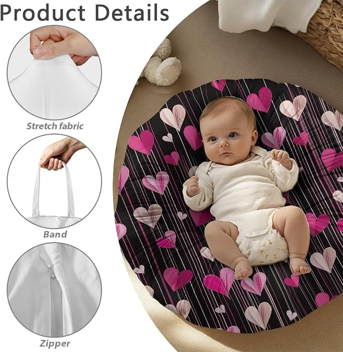 Heart Nursing Pillow Covers for Breastfeeding Pillow Stretchy and Cozy Breastfeeding Pillow Slipcovers for Baby Girls Soft Breastfeeding Pillow Covers Fits for Infant Support